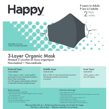 Happy 3-Layer Face Mask Black