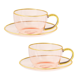 Cristina Re Rose Glass Teacup and Saucer Set